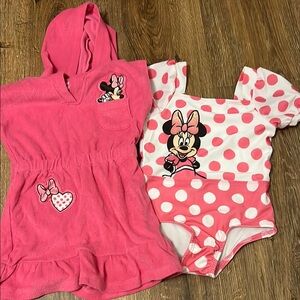 Pink Minnie Mouse Hooded Cover-Up and Swimsuit Set